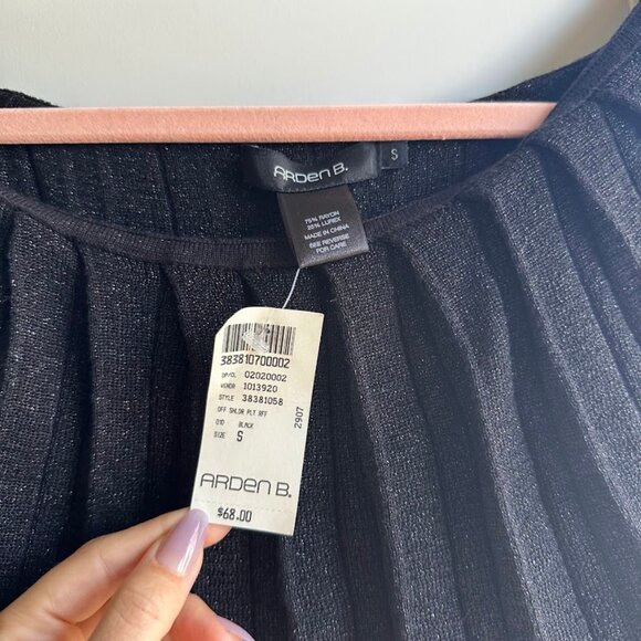 Arden B off the shoulder pleated knit lurex top in black & silver size small NWT - Picture 8 of 11